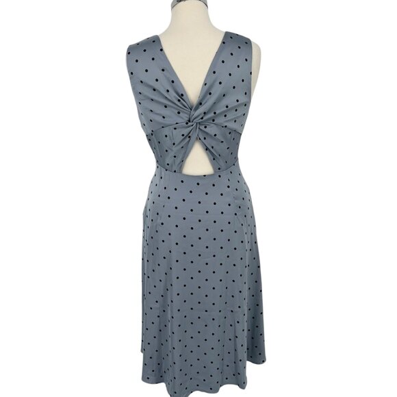 Modcloth Gill Polka Dot Sleeveless A-Line Midi Dress Knot Back Blue Size Medium - Picture 9 of 13
